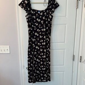 Old Navy Black Floral Midi Dress